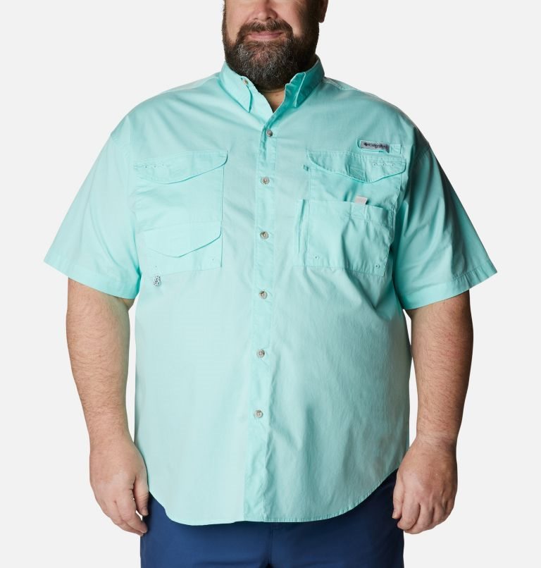 Men\'s Columbia PFG Bonehead Short Sleeve Shirts Turquoise | Plus Size CA-D18AL